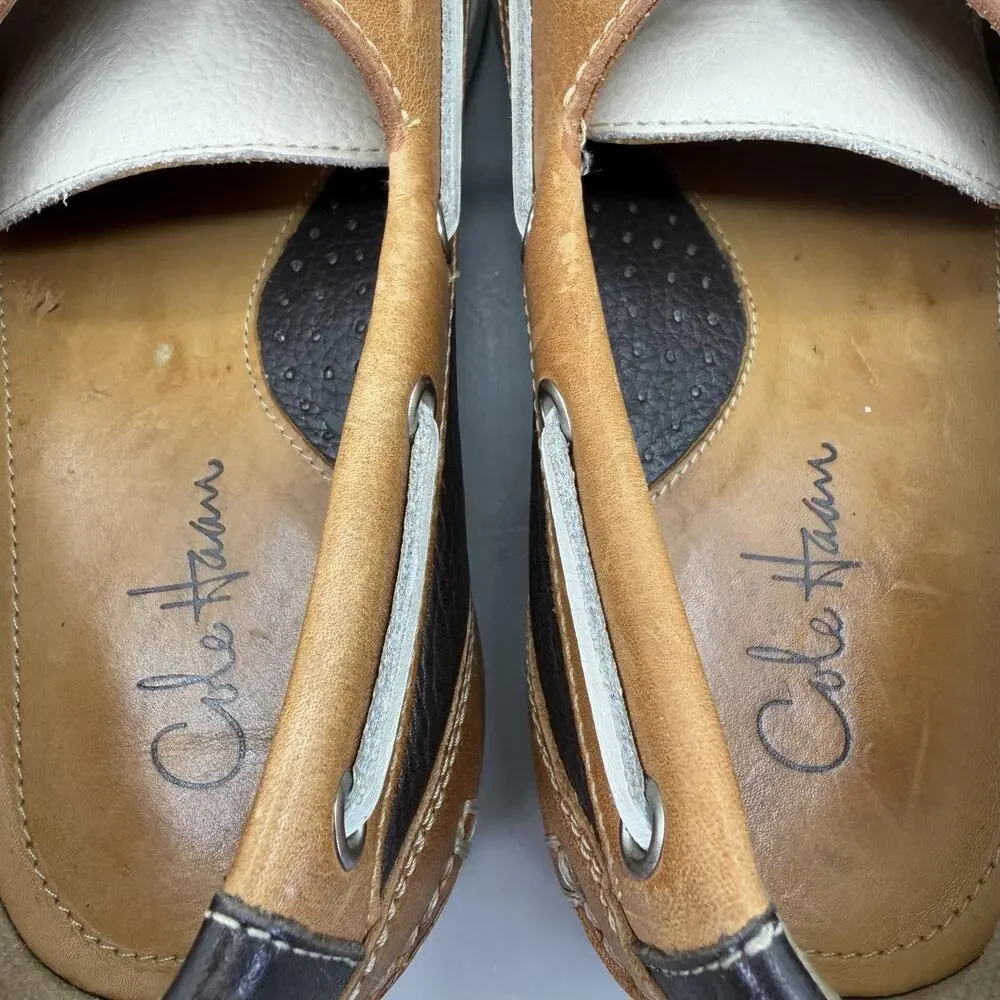Cole Haan NikeAir Boat Shoes Mens Size 9 Brown Tan White Casual Leather C06340